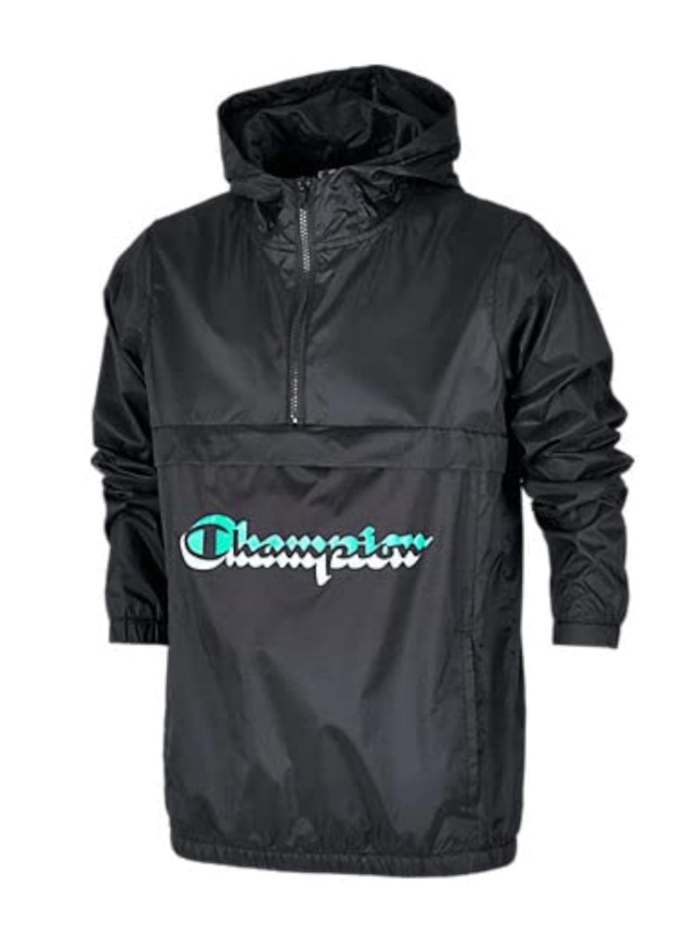 Champion Boy’s Black Anorak Windbreaker with Script Logo